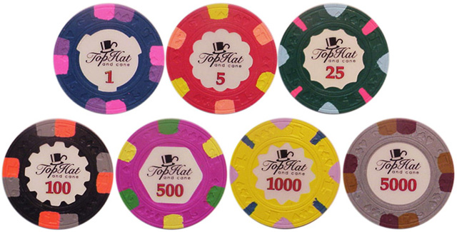 10 Paulson Classics Top Hat & Cane $500 Casino Poker Chips NEW  **VERY RARE** 